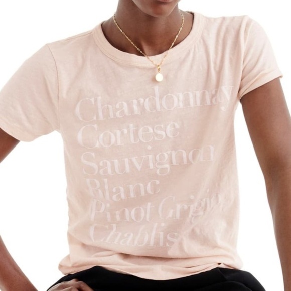 J. Crew Tops - J. Crew White Wine Graphic Tee Size Medium